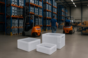 Transparent stacking bins in EURO SIZE