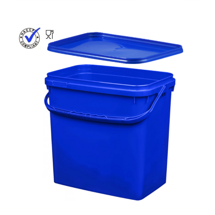 Rectangular pail with lid, 10,6 liter, Blue NORAH Plastics