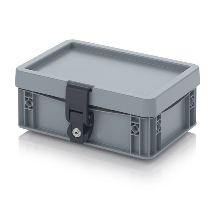 Lockable container 30x20x13 cm, key lock, stackable with all-around rubber sealing ring, PP, NORAH Plastics