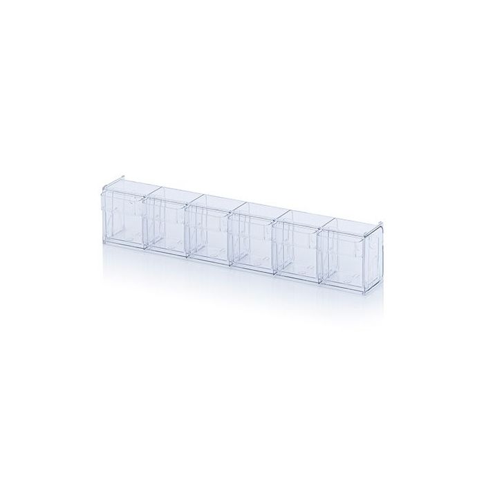 Tilt bin unit with 6 compartments size 60x9,1x11,3cm, NORAH Plastics Tilt bin unit with 6 compartments size 60x9,1x11,3cm, NORAH Plastics