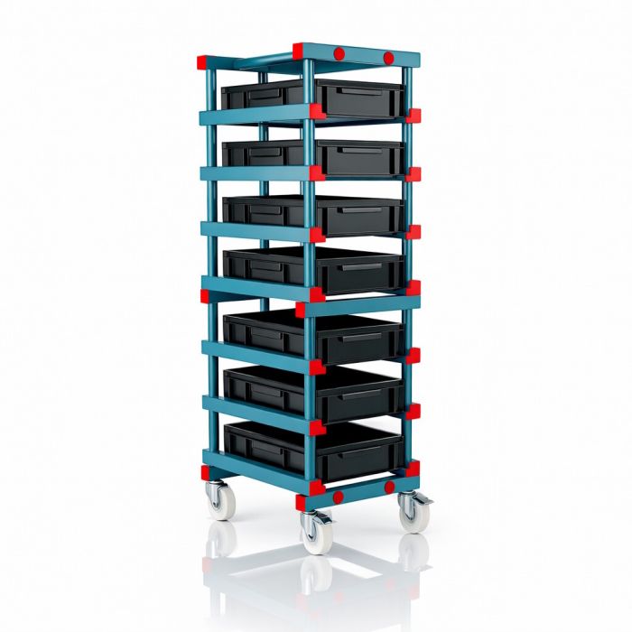 Box trolley, ECO LINE, 8x stacking Boxes, NORAH Plastics