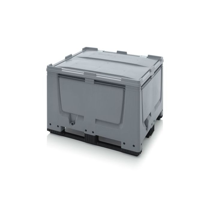 Pallet box with hinged lid 120x100x79cm, 3 skids, capacity 670 litres, NORAH Plastics Pallet box with hinged lid 120x100x79cm, 3 skids, capacity 670 litres, NORAH Plastics