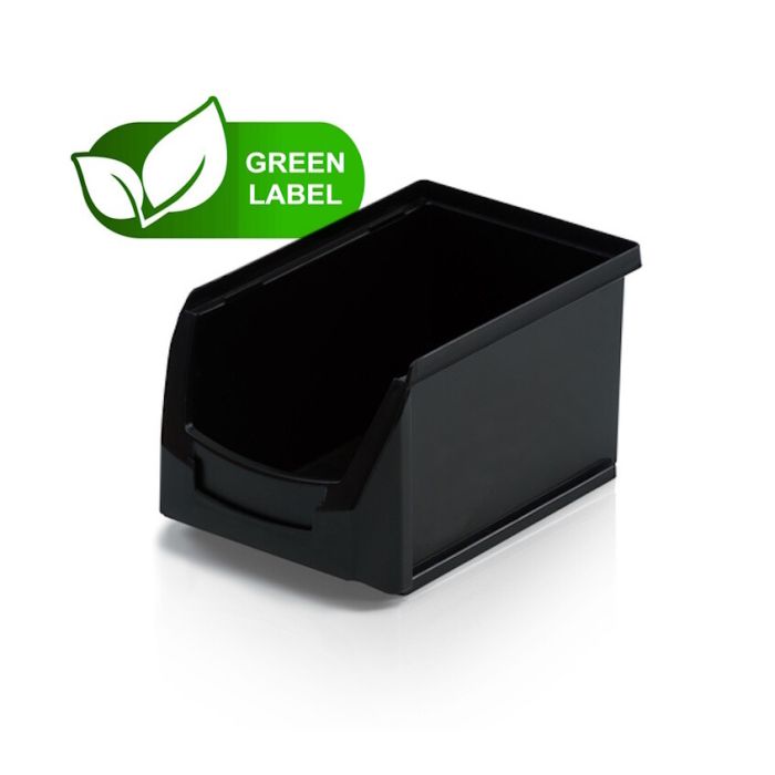 Warehouse bin, Eco-Line 23x15x12.5cm, Black, RE-PP, NORAH-Plastics