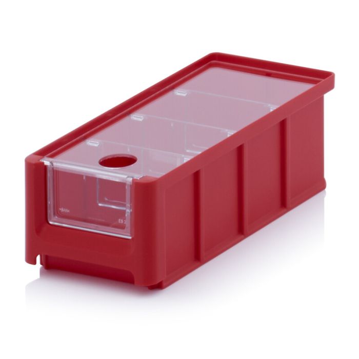 Red Linbin 21,5X10X7,5cm, capacity 1.08 liters with insert window, lid and 3 dividers, NORAH Plastics