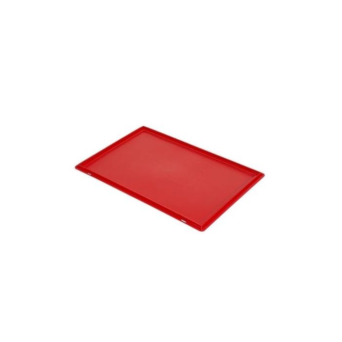 Flat drop on Lid for Stacking Crates 60x40cm, red, PP, NORAH Plastics