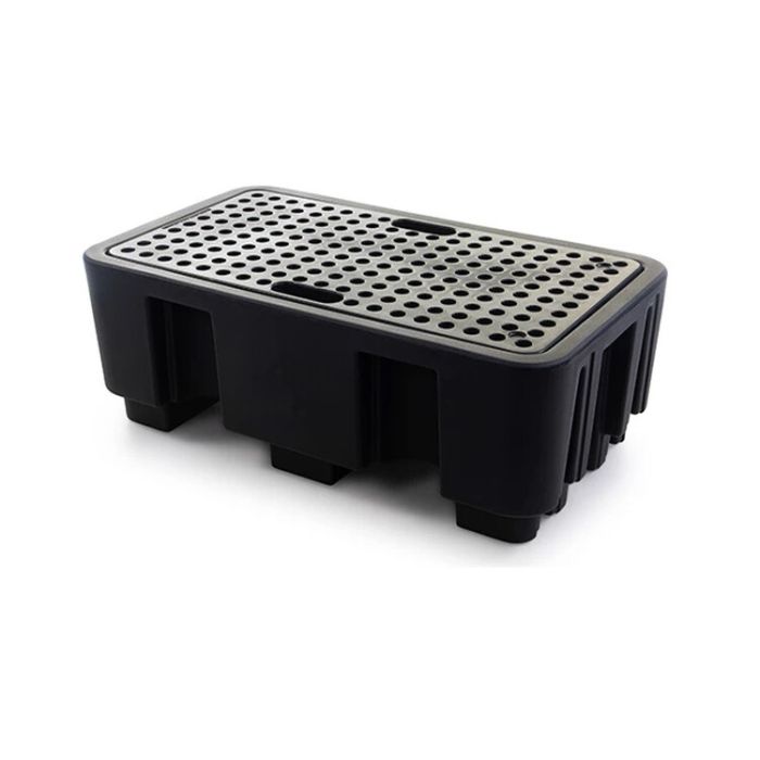 Pallet opvangbak 130x75x44cm, inhoud 250 liter, 3 sleeplatten, NORAH Plastics