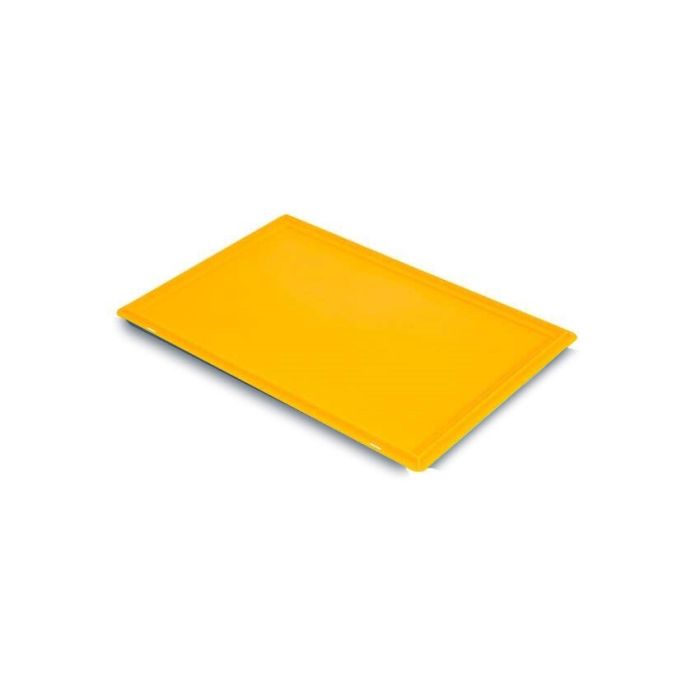 Flat drop on Lid for Stacking Crates 60x40cm, yellow, PP, NORAH Plastics