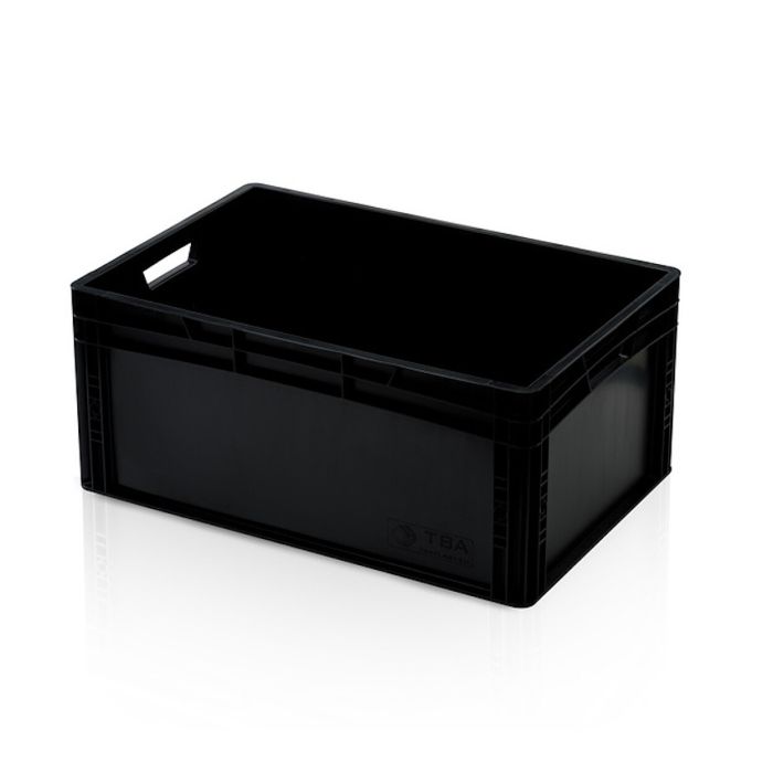Stacking bin 60x40x27cm, capacity 54 liters, black, RE-PP, NORAH Plastics