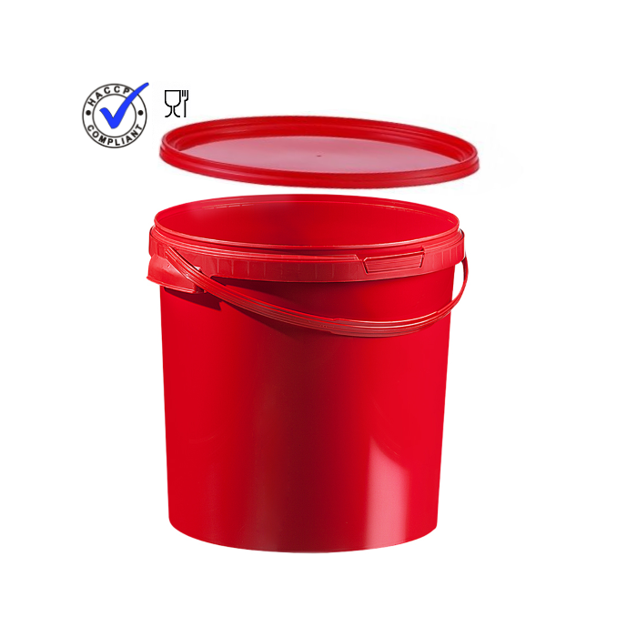 Red Bucket with lid, capacity 20 liters, NORAH Plastics
