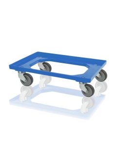 Dolly Transport Trolley, 60x40x15cm, blue, euronorm, 4 swivel casters, NORAH Plastics