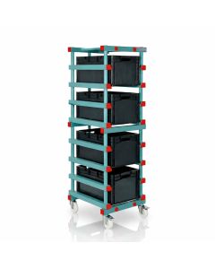 Euro Container Trolley incl. 4 stacking bins 60x40x27cm, black, NORAH Plastics