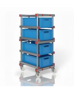 Euro container trolley incl. 4 stackable, 60x40x22cm, blue, NORAH Plastics