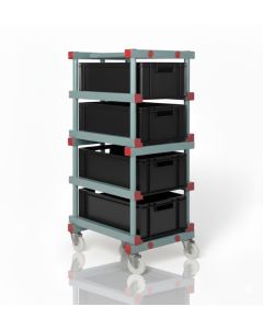 Plastic Crate trolley, 4 Euro Boxes, 600x400mm, NORAH Plastics
