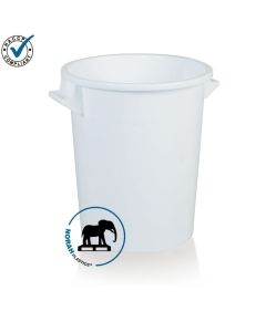 Tapered round bin 75 liter, White, HDPE, NORAH Plastics