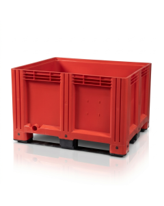 Red pallet box 120x100x78cm, 3 skids, capacity 610 liters, NORAH Plastics