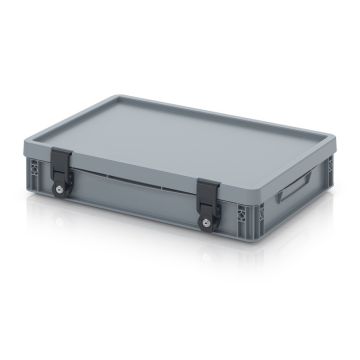 Lockable bin 60x40x13.5 cm, key lock, stackable with all-around rubber sealing ring, PP, NORAH Plastics 