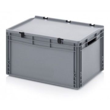 Stacking Totes with lid 60x40x33,5cm, capacity 66 liters, NORAH Plastics