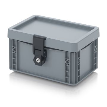 Lockable bin 30x20x18,5cm, key lock, stackable with all-around rubber sealing ring, PP, NORAH Plastics