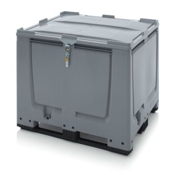 Bigibox Bulk Containers with hinged lid, 120x100x100cm, 3 skids, Capacity 900 liter, NORAH Plastics