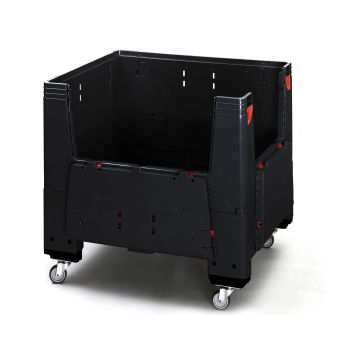 Foldable ESD palletbox 120x100x100cm, 4 wheels, capacity 900 liters 