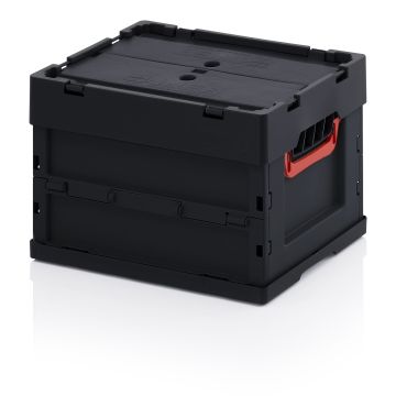 ESD folding bin with lid 40x30x27 cm, capacity 24 liters