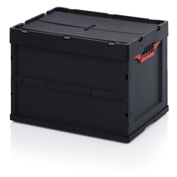 ESD folding bin with lid 60x40x42 cm, capacity 83 liters