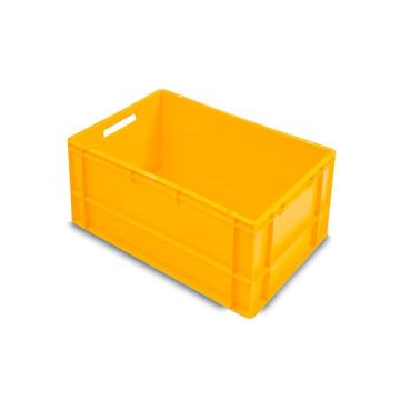Yellow Stackable Crate, 60x40x32cm, capacity 66 litres, NORAH Plastics

