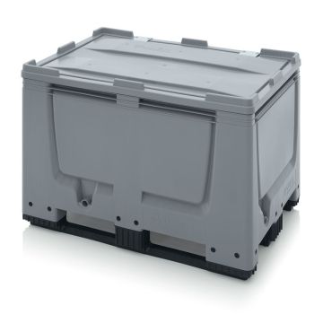 Pallet box with hinged lid 120x80x79cm, 3 skids, capacity 535 litres