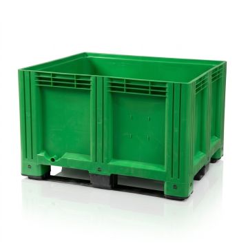 Plastic Bulk Bins 120x100x78cm, 3 skids, capacity 610 liters, HDPE, Green, NORAH Plastics