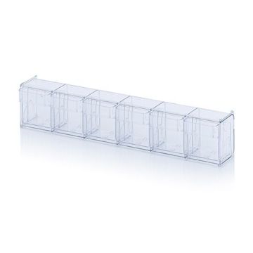 Tilt bin unit with 6 compartments size 60x9,1x11,3cm, NORAH Plastics