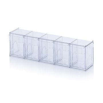 Tilt bin unit with 5 compartments size 60x13x16cm, NORAH Plastics