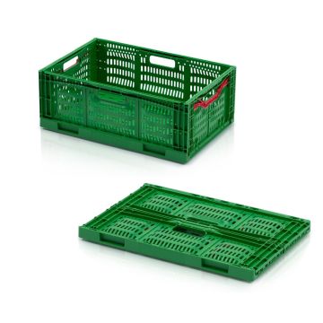 Folding crate Distri-Box, 60x40x23cm, Green, PP, NORAH Plastics