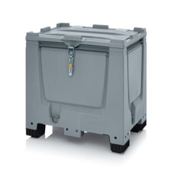 Mini palletbox  80x60x79cm with hinged lid and tension lock, 4 legs, capacity 250 liters