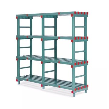 Cold storage rack, Red caps, 140x60xx182cm, 4 shelves, NORAH Plastics