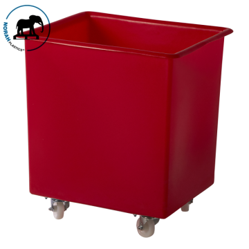 Bin on Wheels, 135 Liter, Red, NORAH Plastics