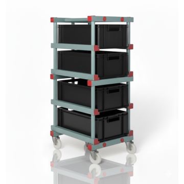 Plastic Crate trolley, 4 Euro Boxes, 600x400mm, NORAH Plastics