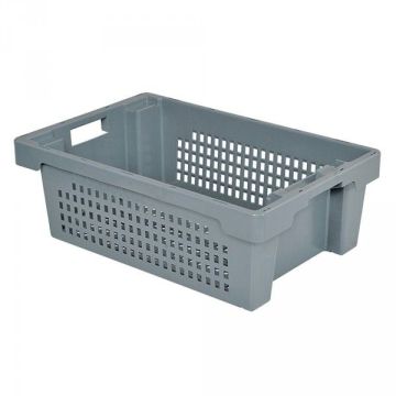 Stack and nesting, Totes, 60x40x20cm, capacity 32 liters, Grey, NORAH Plastics