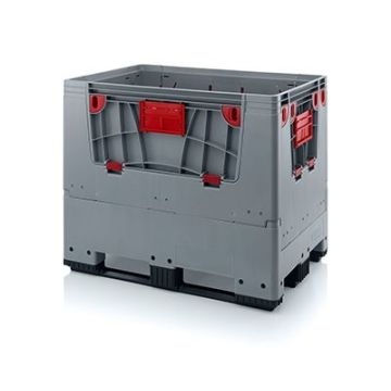 Folding Palletboxes with loading ramps, 120x80x100cm, 3 skids, capacity 700 liters, NORAH Plastics