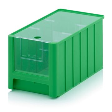 Storage Totes 35x21x20cm, capacity 11,7 liters with 2 dividors and inset windows, NORAH Plastics