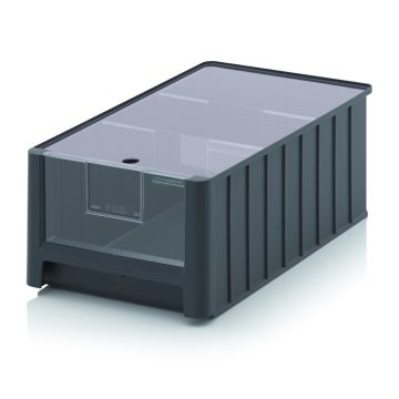 Black Linbins 50x31x20, capacity 25 liters with 2 dividors and dustcover, NORAH Plastics