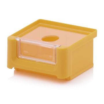 Linbin 8,5x10,2x5cm, capacity 0,21 liters with inset window and dust lid, Yellow - NORAH Plastics