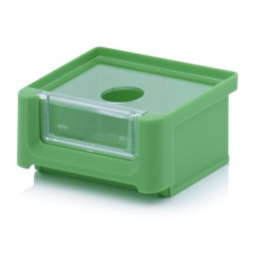 Linbin 8,5x10,2x5cm, capacity 0,21 liters with inset window and dust lid, Green - NORAH Plastics