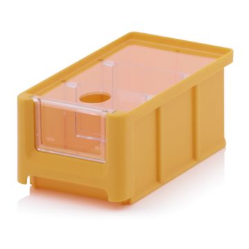 Linbin 16X10.2X7.5cm, capacity 0.77 liters with insert window, lid and 2 dividers, Yellow, NORAH Plastics