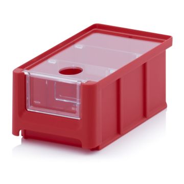 Linbin 16X10.2X7.5cm, capacity 0.77 liters with insert window, lid and 2 dividers, Red, NORAH Plastics