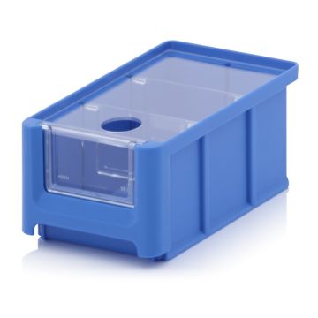 Linbin 16X10.2X7.5cm, capacity 0.77 liters with insert window, lid and 2 dividers, Blue, NORAH plastics
