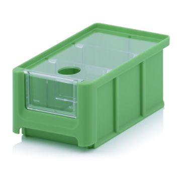 Linbin 16X10.2X7.5cm, capacity 0.77 liters with insert window, lid and 2 dividers, Green, NORAH Plastics