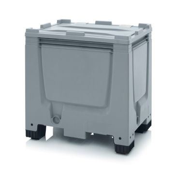 Palletbox with hinged lid 80x60x79cm, 4 legs, capacity 250 liters, NORAH Plastics