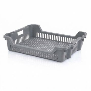Nestable stackable crate 62x50x15cm, capacity 25 liters, Grey, HDPE, NORAH Plastics