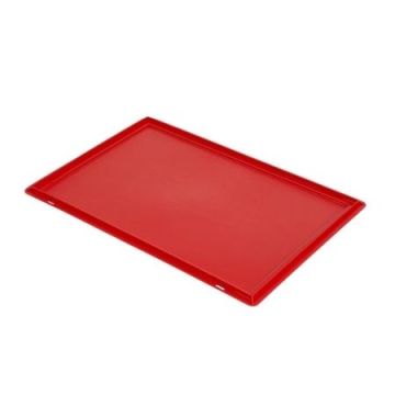 Flat drop on Lid for Stacking Crates 60x40cm, red, PP, NORAH Plastics