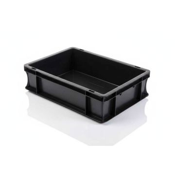 Stacking bin 40x30x12cm, capacity 10 litres, black, NORAH Plastics